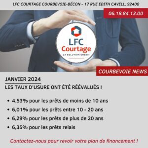 LFC – Courbevoie News – Taux d’Usure Janvier 2024